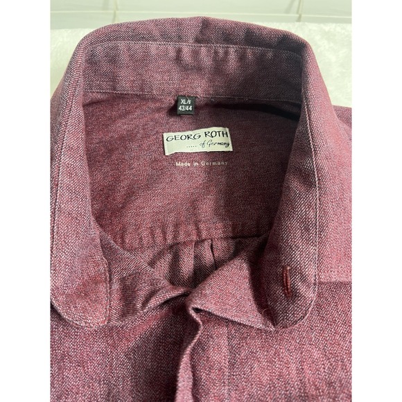 Georg Roth Woven Burgundy Long Sleeve Button-Up Shirt Spread Collar XL 43/44 - Picture 3 of 8